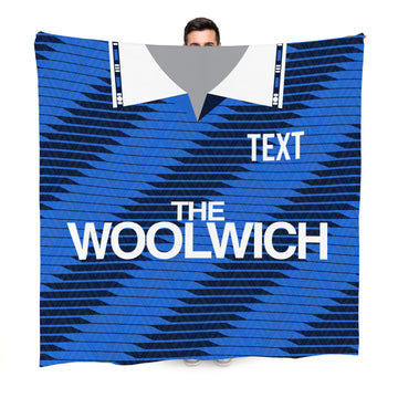 The Addicks 1991 Away Shirt - Personalised Retro Fleece Blanket 150cm X 150cm