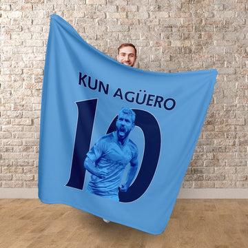 Manchester Blue Aguero 10  - Fleece 150cm X 150cm