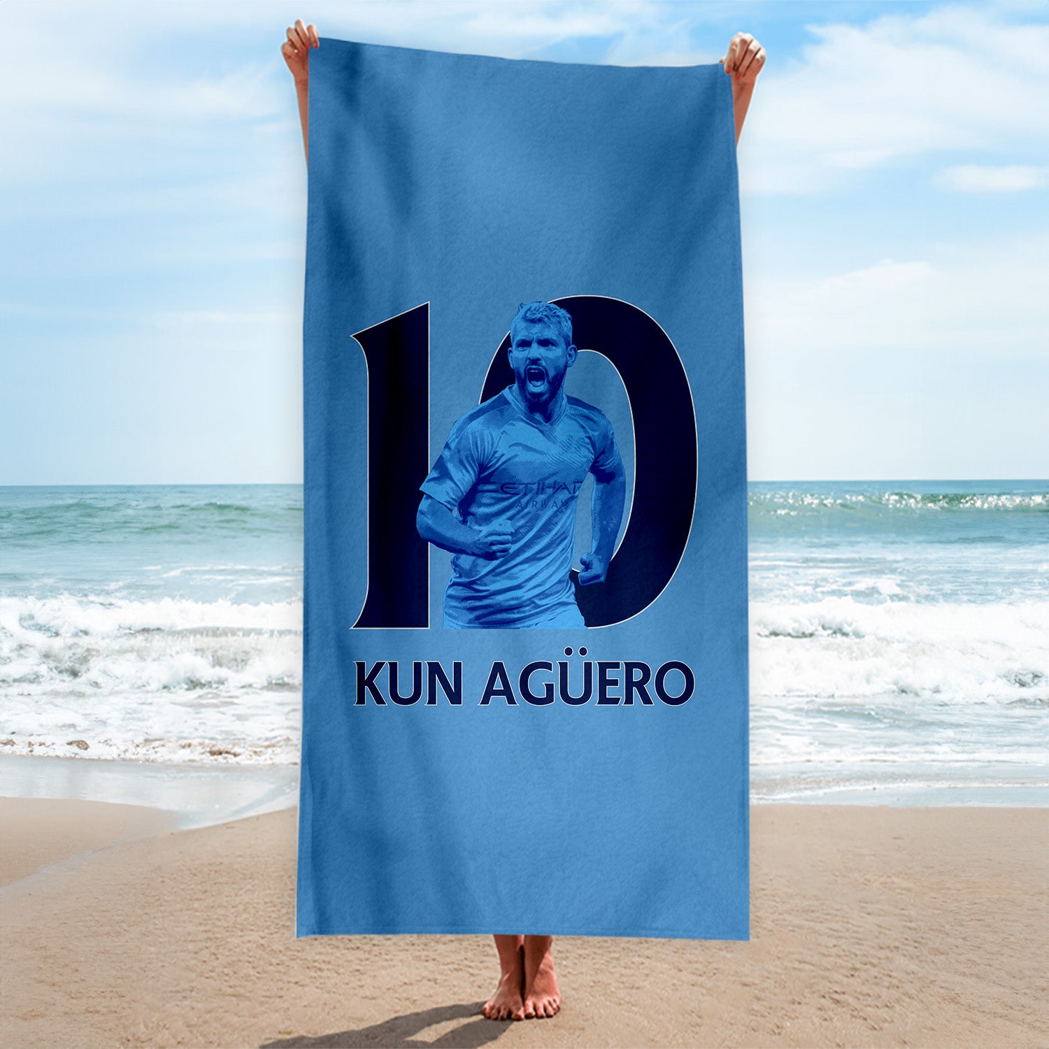 Manchester Blue Aguero 10 - Beach Towel - 150cm x 75cm