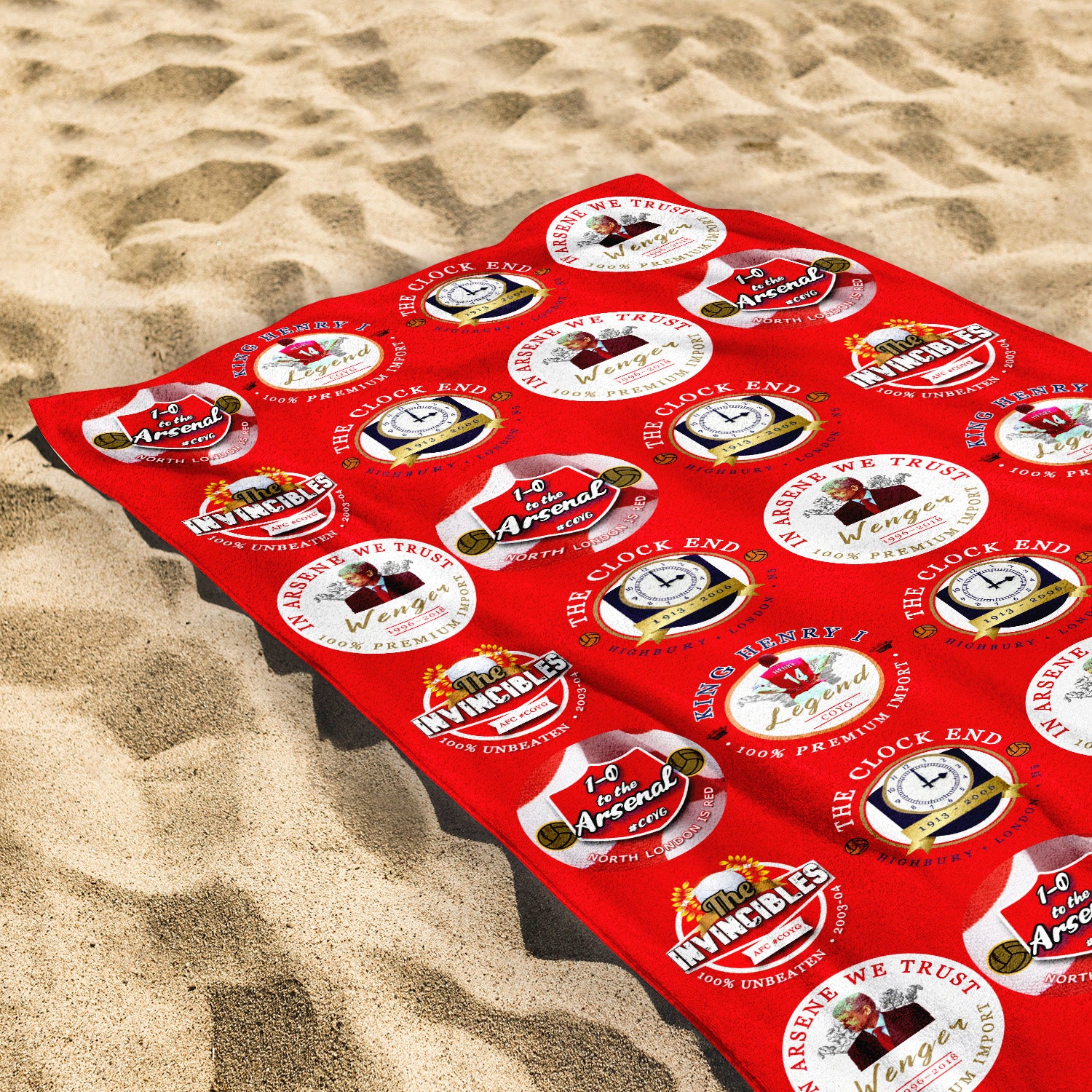 The Gooners - Football Legends - Personalised Lightweight, Microfibre Retro Beach Towel - 150cm x 75cm