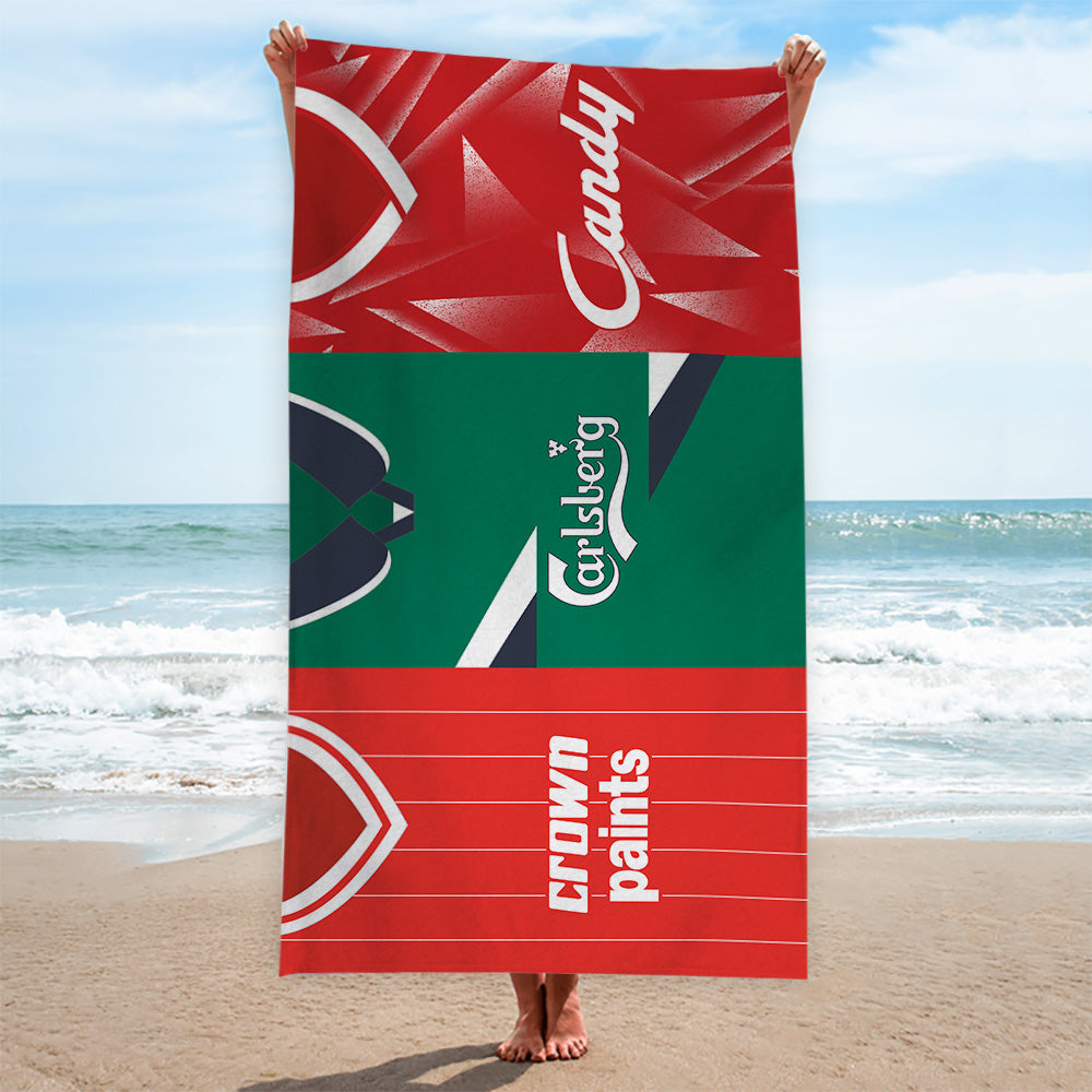 Liverpool Three Shirt Design - Personalised Lightweight, Microfibre Retro Beach Towel - 150cm x 75cm