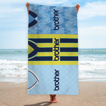 Manchester Blue Three Shirt Design - Personalised Lightweight, Microfibre Retro Beach Towel - 150cm x 75cm