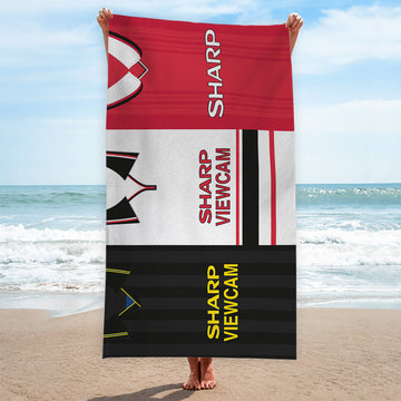 Manchester Red Three Shirt Design - Personalised Lightweight, Microfibre Retro Beach Towel - 150cm x 75cm