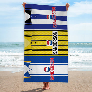 Wednesday Three Shirt Design - Personalised Lightweight, Microfibre Retro Beach Towel - 150cm x 75cm