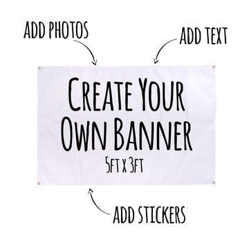 Create Your Own Fabric Party Banner - Add Custom Images and Text - Choose Colour and Size