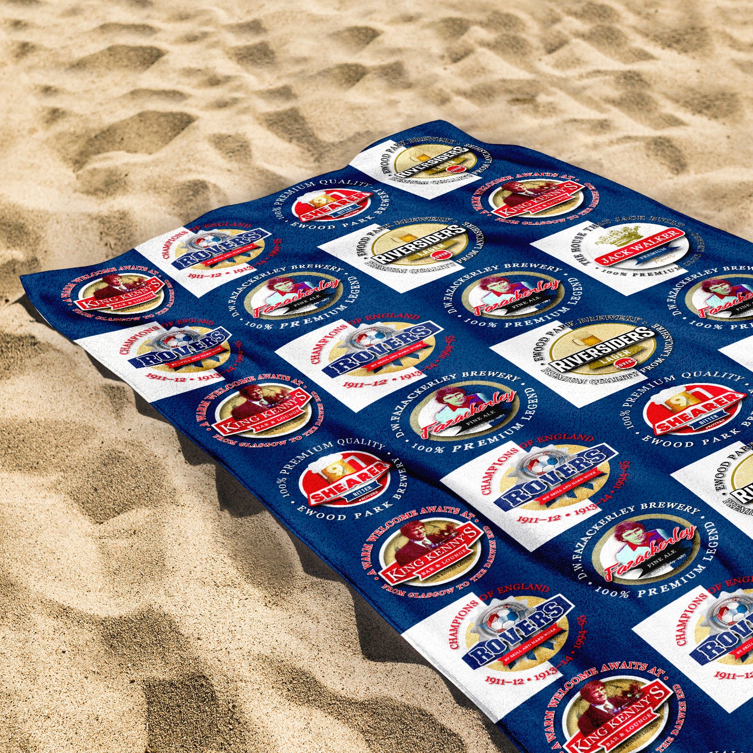 Blackburn - Football Legends - Personalised Lightweight, Microfibre Retro Beach Towel - 150cm x 75cm