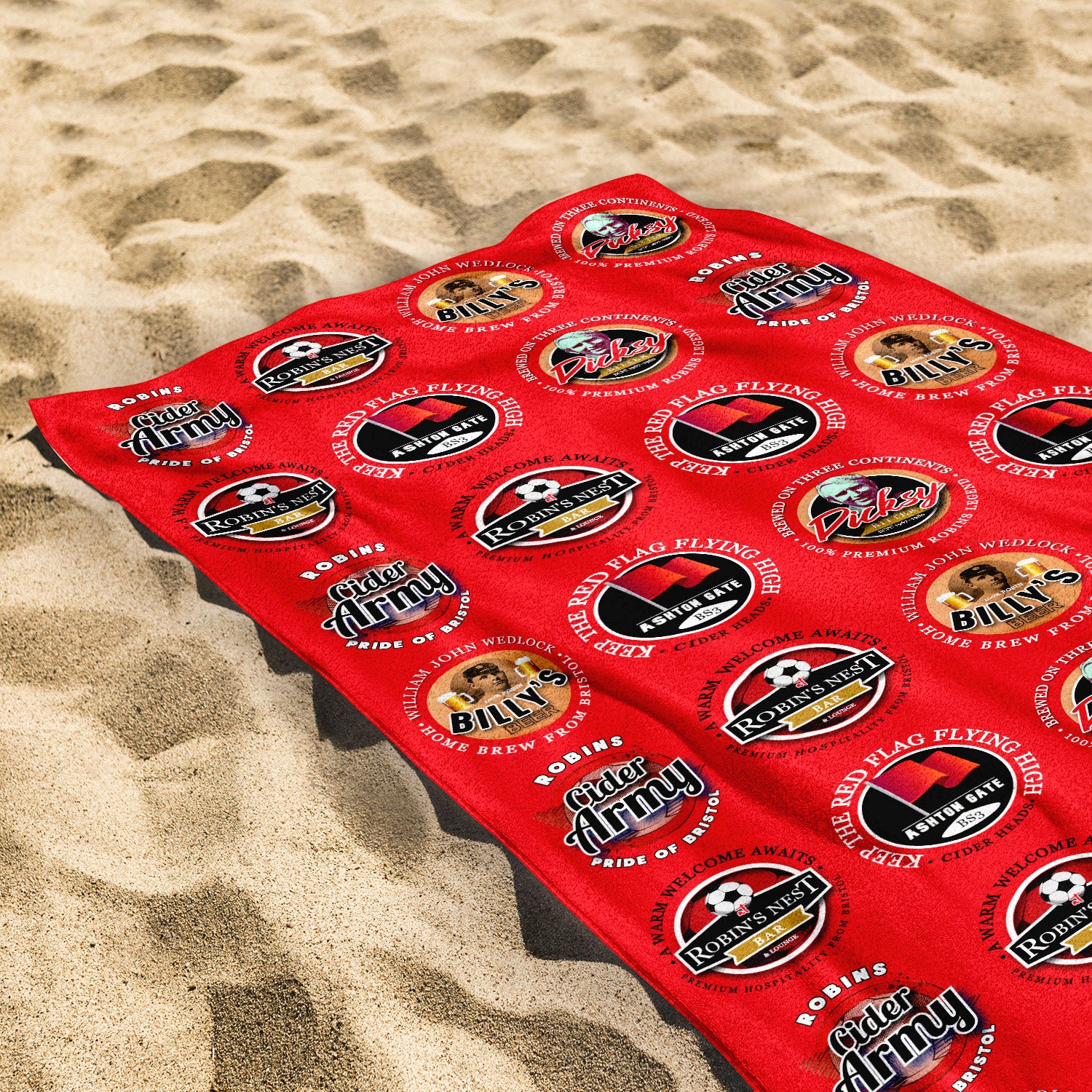 Bristol - Football Legends - Personalised Lightweight, Microfibre Retro Beach Towel - 150cm x 75cm