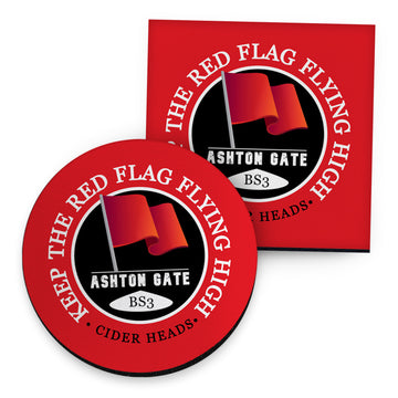 Bristol Red Flag - Football Coaster - Square Or Circle