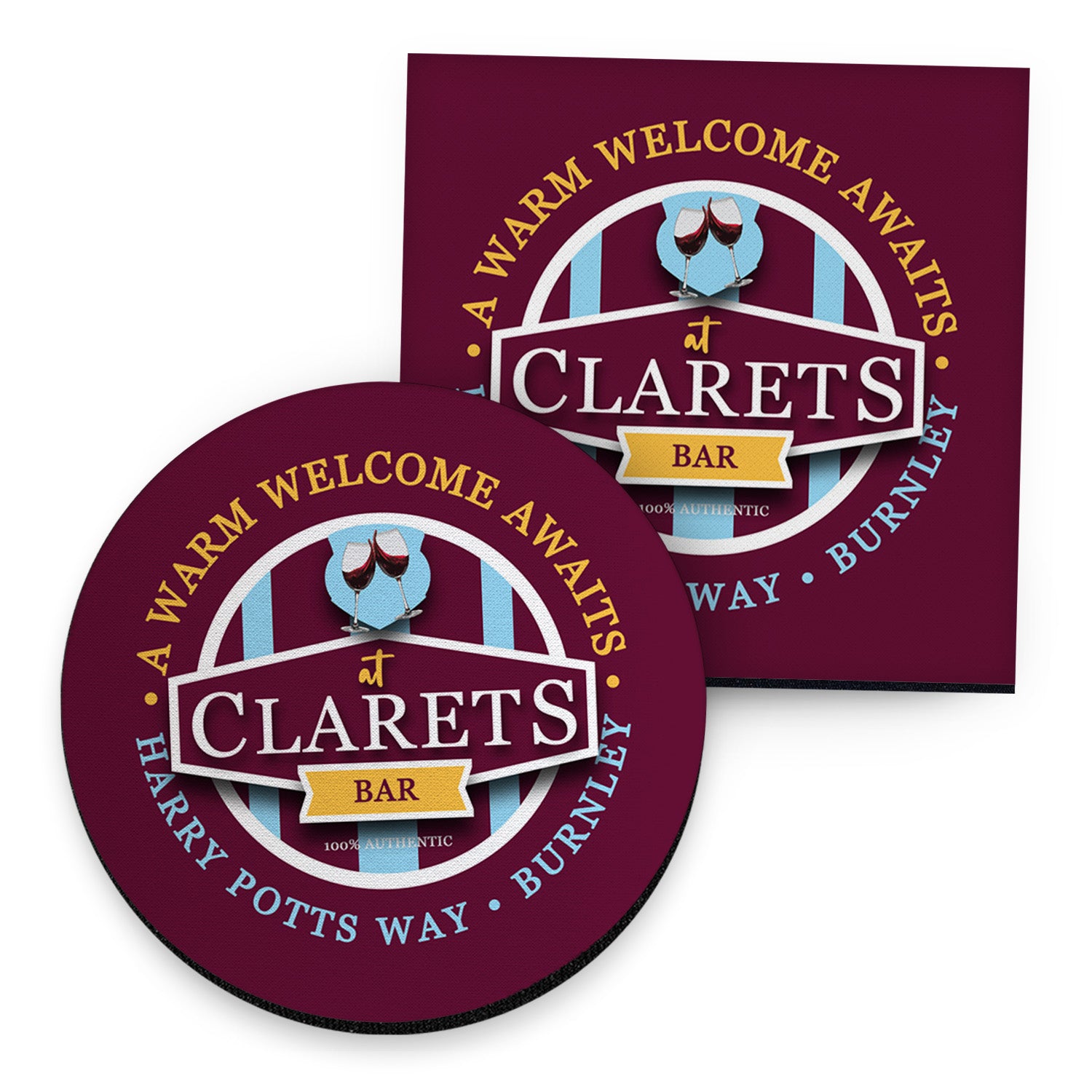 Burnley Clarets - Football Coaster - Square Or Circle