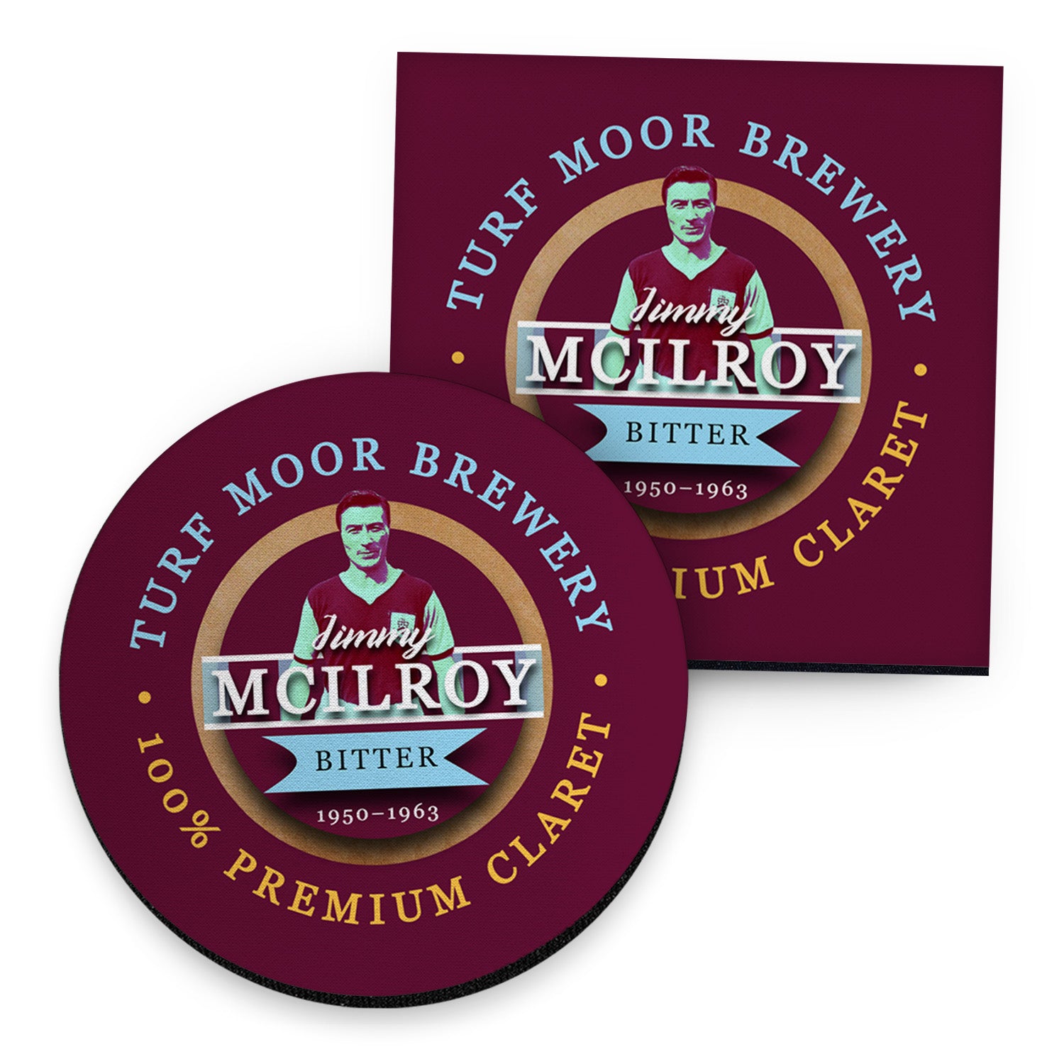 Burnley Jimmy McIlroy - Football Coaster - Square Or Circle