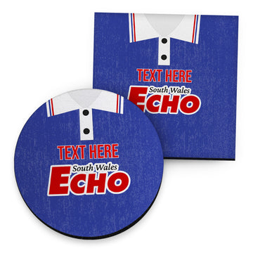 Cardiff 1992 Home Shirt - Personalised Drink Coaster - Square Or Circle