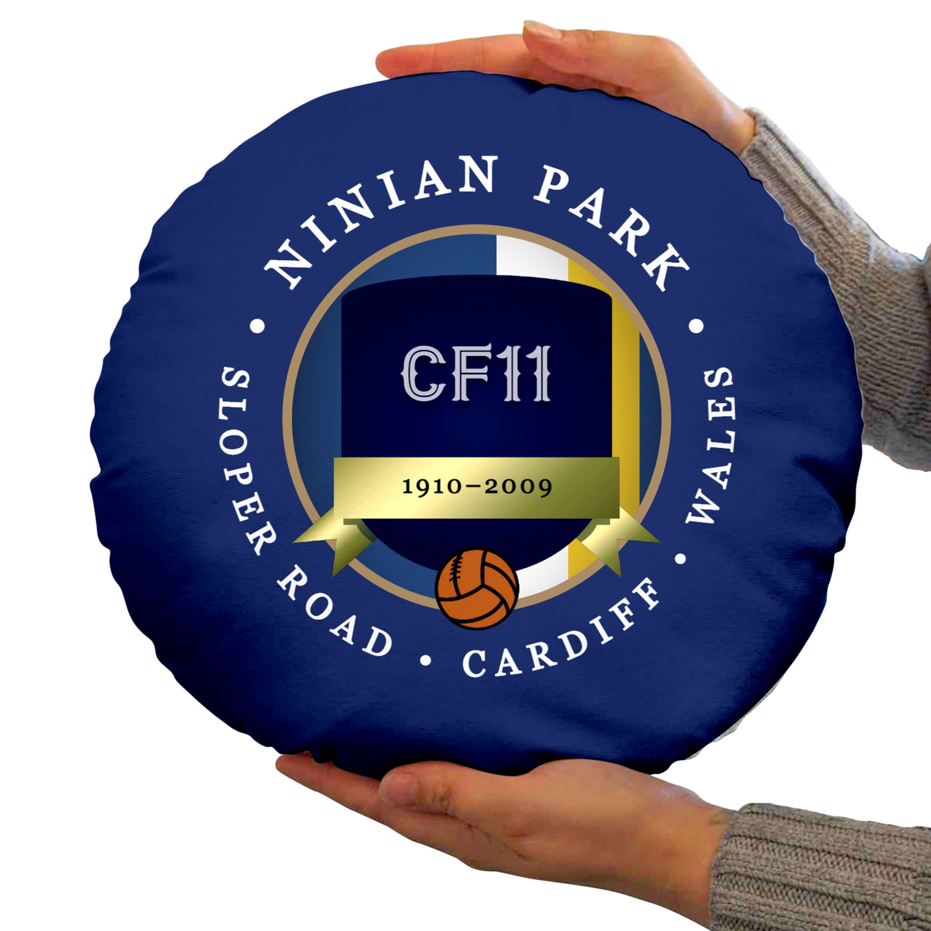 Cardiff Ninian Park - Football Legends - Circle Cushion 14"