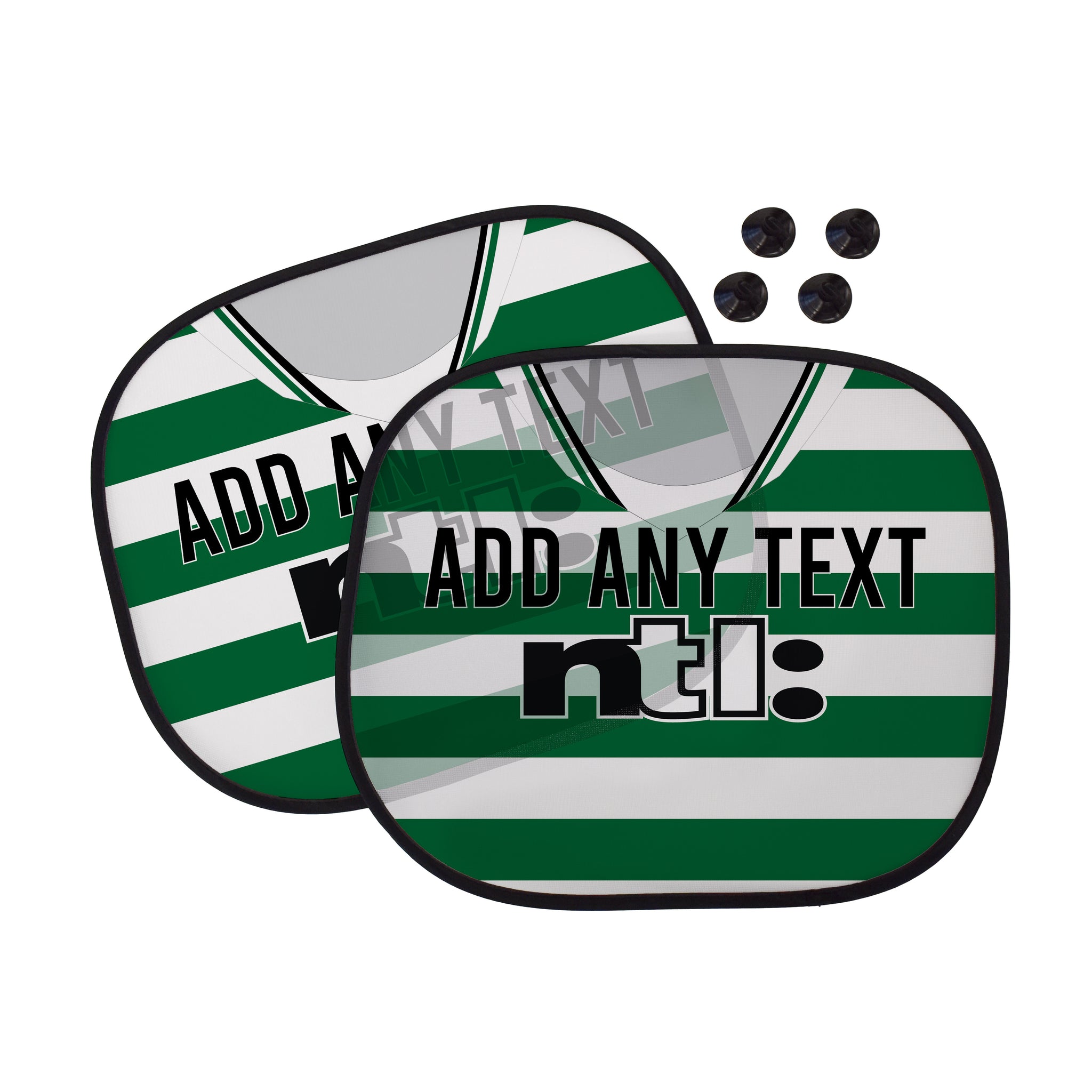 Celtic 2001 Home Shirt - Personalised Retro Football Car Sun Shade - Set of 2