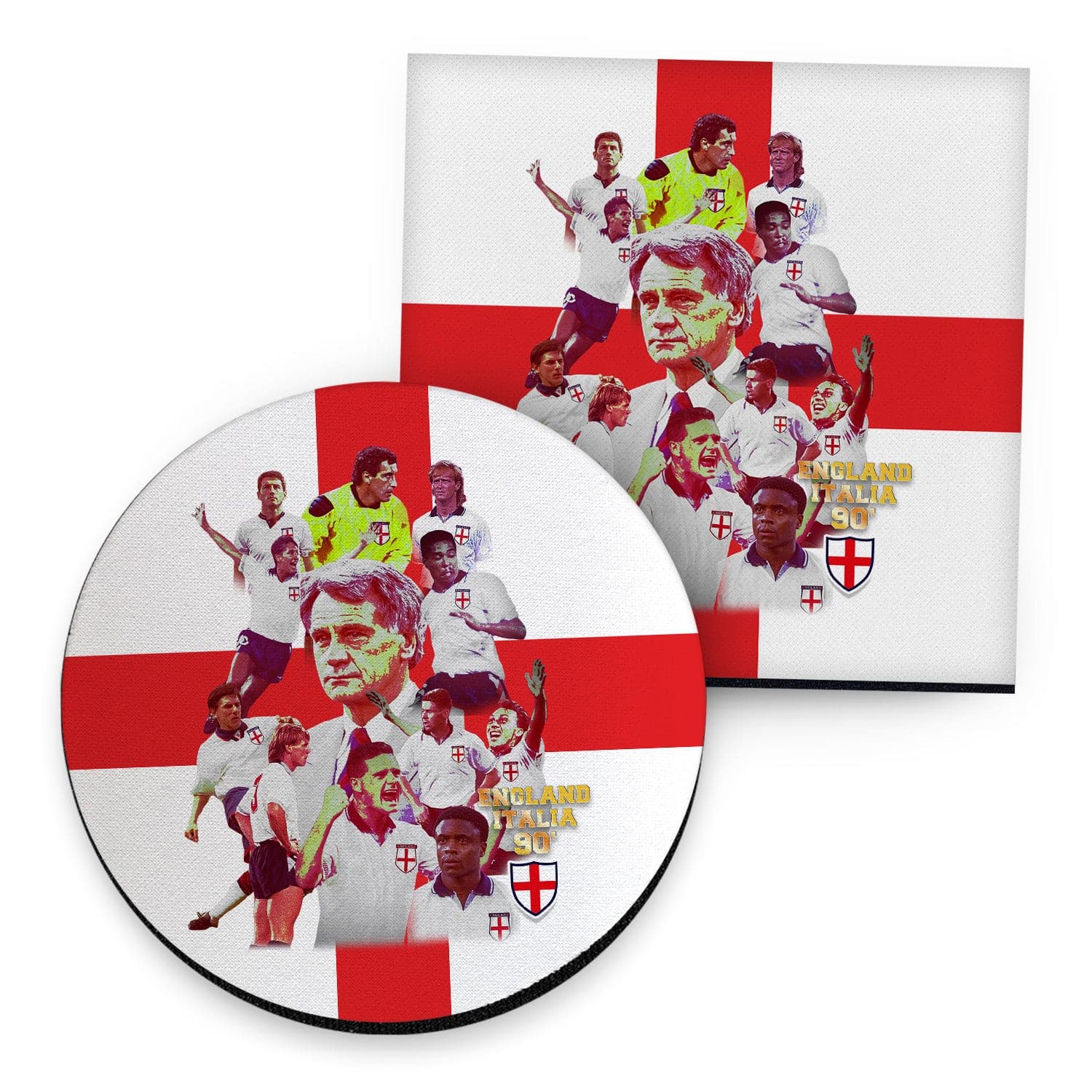 Football Art England Italia 90- Drinks Coaster - Square Or Circle