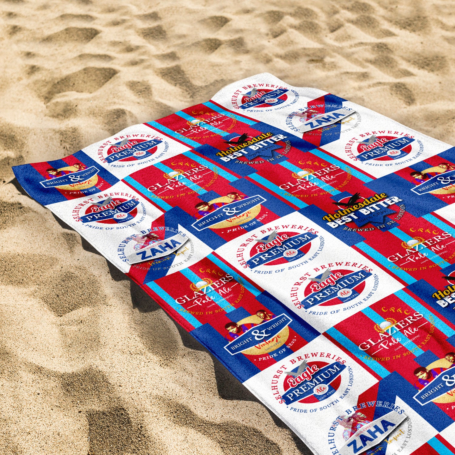 Crystal-Palace - Football Legends - Personalised Lightweight, Microfibre Retro Beach Towel - 150cm x 75cm