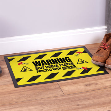 Warning! Sh*t Darts Player - Door Mat - 60cm x 40cm