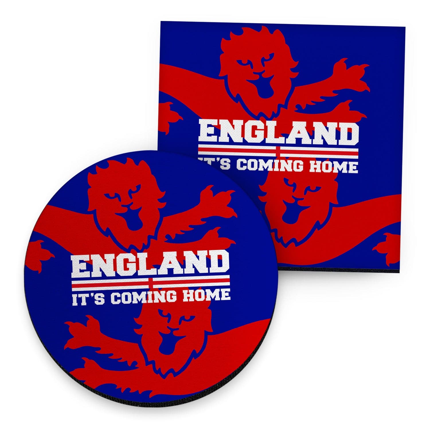 England Two Red Lions - Drinks Coaster - Square Or Circle