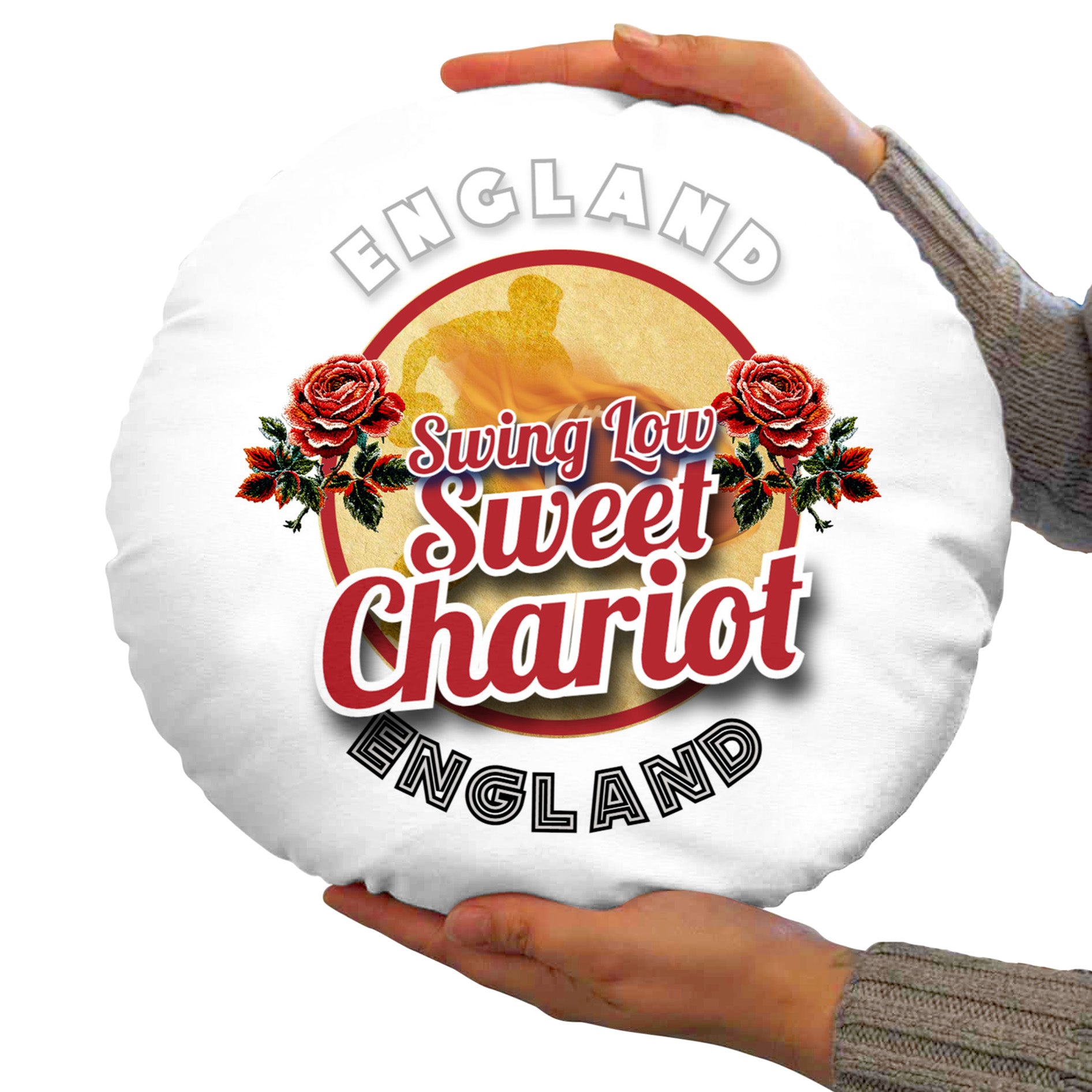 England Rugby Union Chariot  - Legend Collection - Circle Cushion 14"