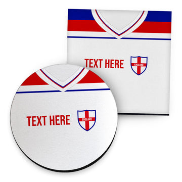 England 1982 Home Shirt - Personalised Drink Coaster - Square Or Circle