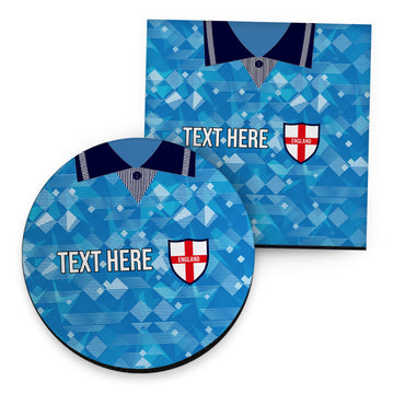 England 1990 3RD Shirt - Personalised Drink Coaster - Square Or Circle