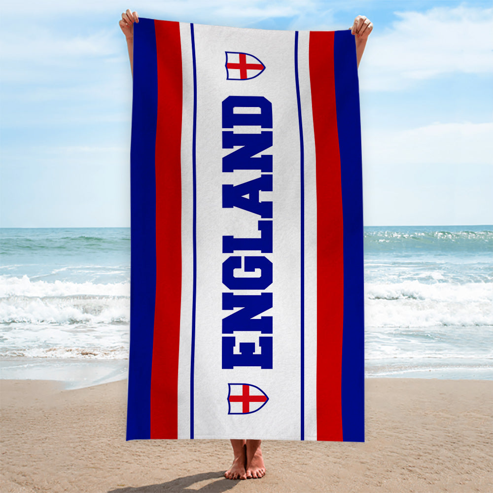 England Stripe  - Euro's - Retro Beach Towel - 150cm x 75cm