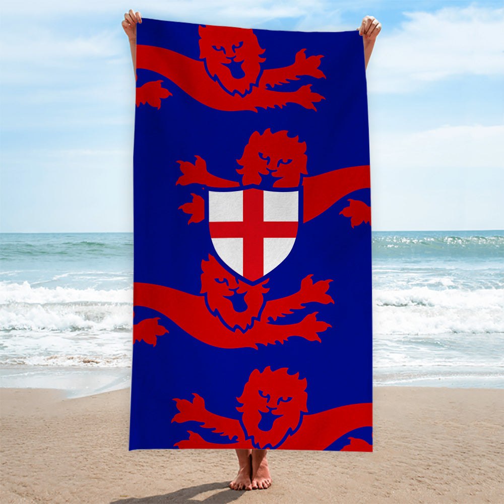 England Red Lions - Euro's - Retro Beach Towel - 150cm x 75cm