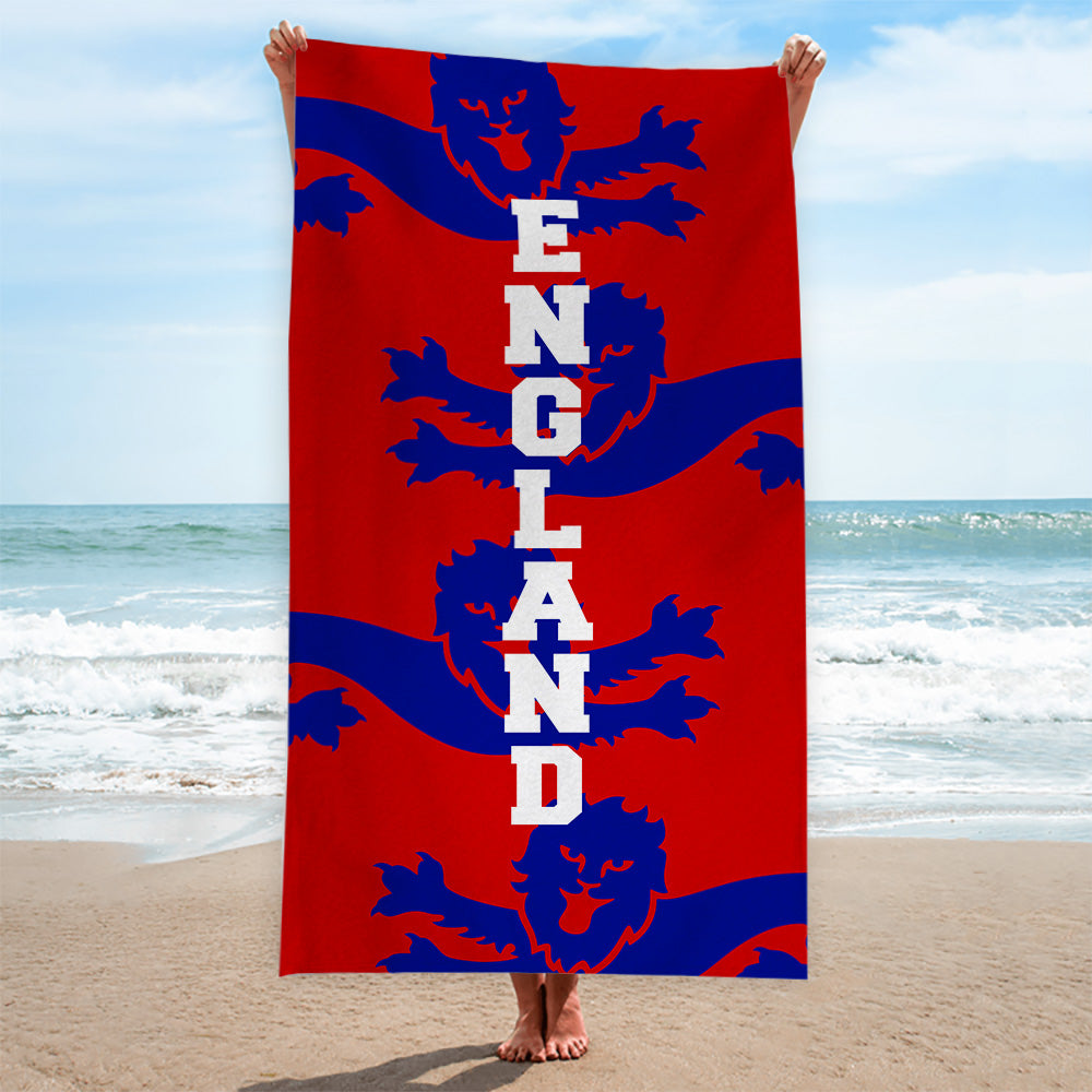 England Blue Lions - Euro's - Retro Beach Towel - 150cm x 75cm