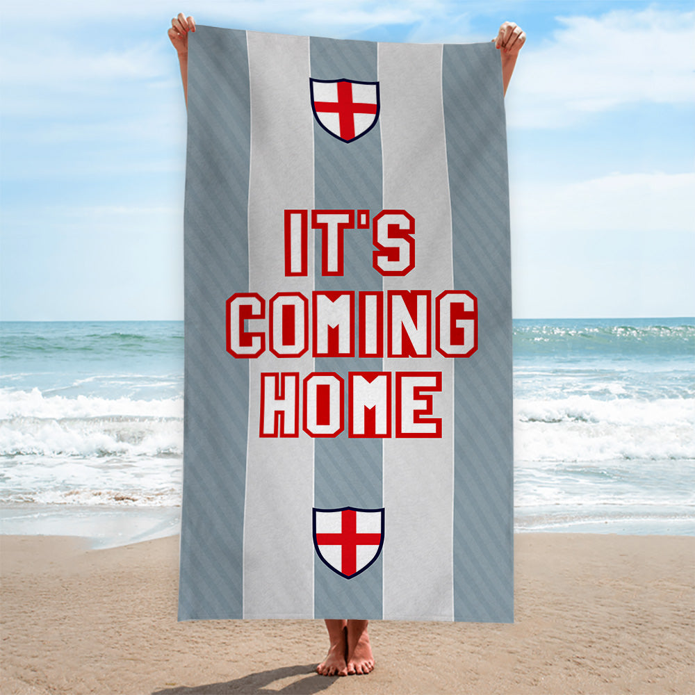 England Grey Stripe - Euro's - Retro Beach Towel - 150cm x 75cm