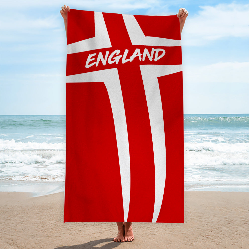 England St George - Euro's - Retro Beach Towel - 150cm x 75cm