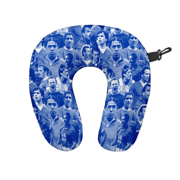 Merseyside Blues Montage - Retro Football Travel Pillow