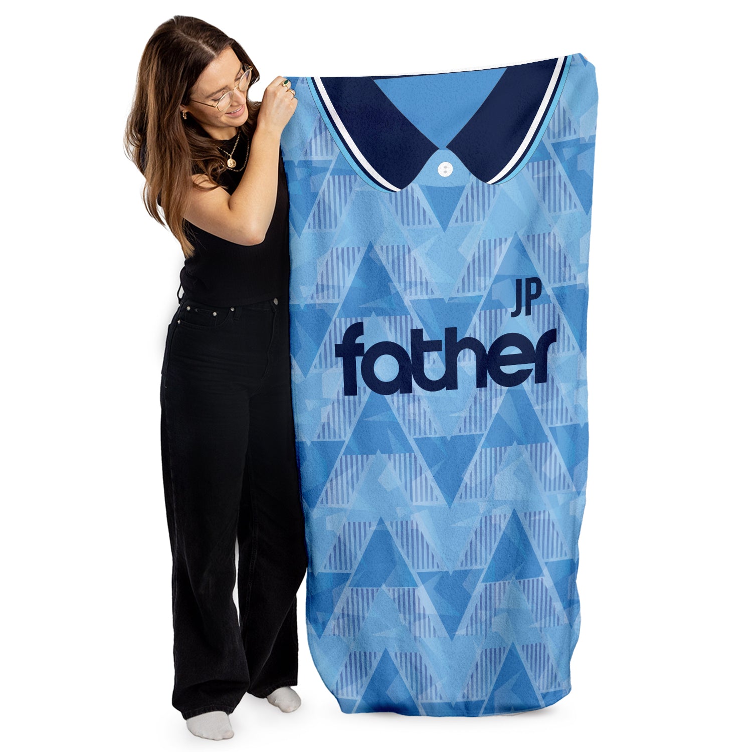 FATHER - Manchester Blue - 1989 Home - Personalised Lightweight, Microfibre Retro Beach Towel - 150cm x 75cm