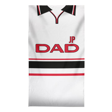 DAD - Manchester Red - 1999 Away - Personalised Lightweight, Microfibre Retro Beach Towel - 150cm x 75cm