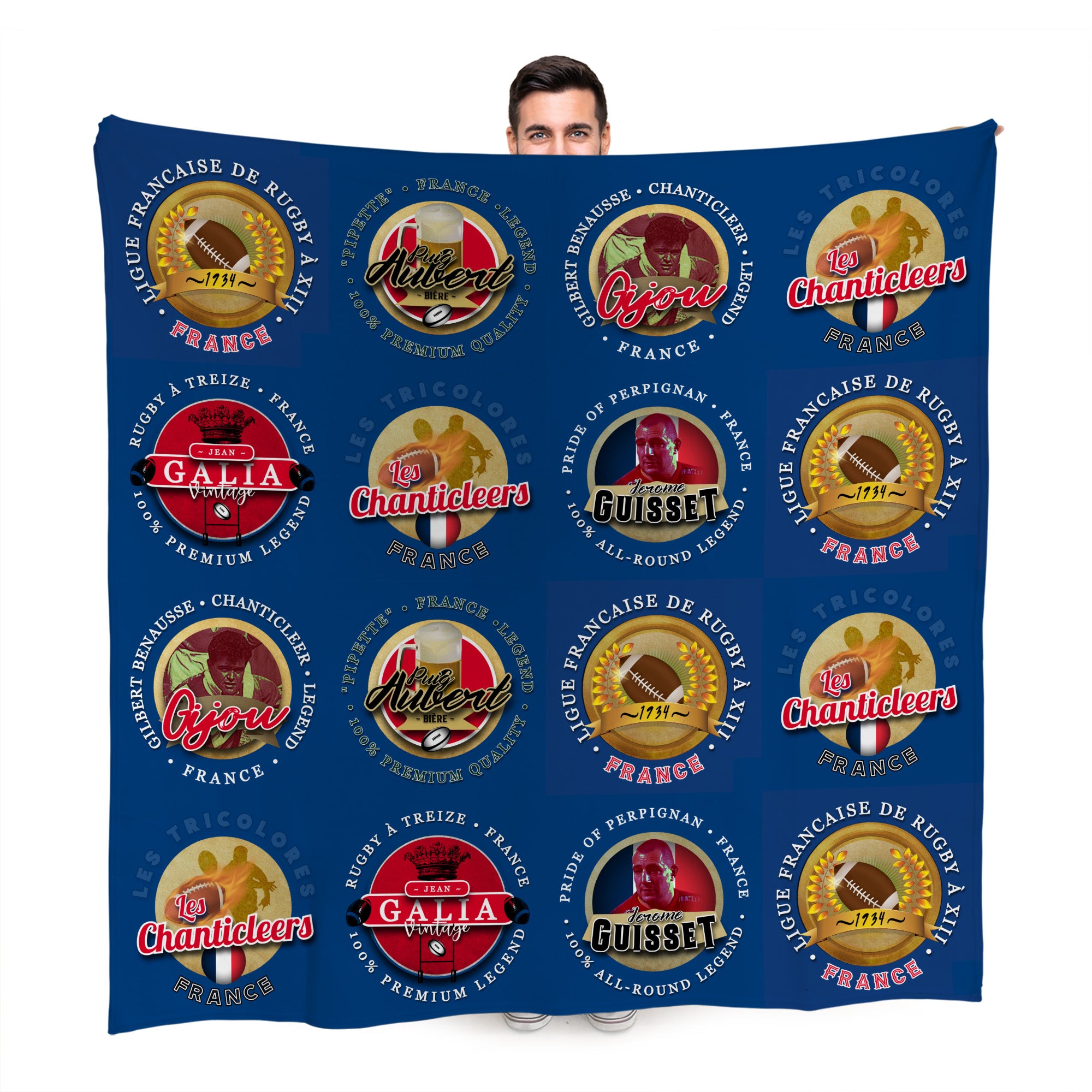 France Rugby League - Legend Collection - Fleece Blanket 150cm X 150cm