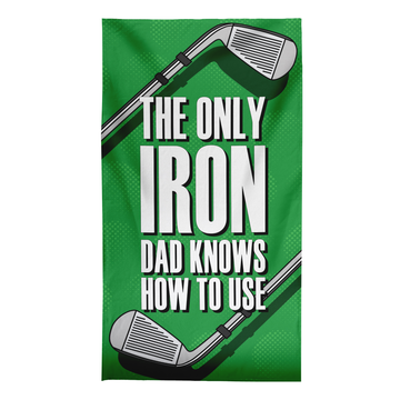 Father's Day Golf Iron - Lightweight, Microfibre Retro Beach Towel - 150cm x 75cm