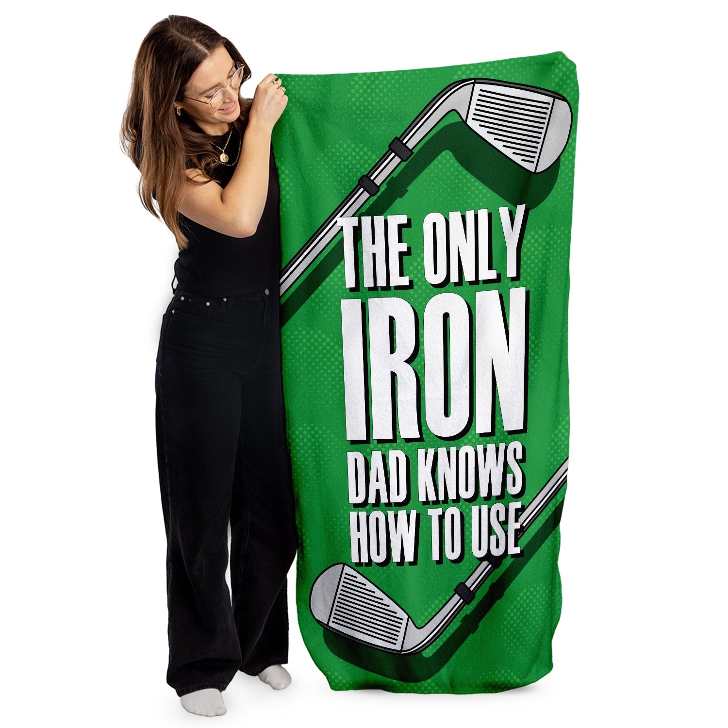 Father's Day Golf Iron - Lightweight, Microfibre Retro Beach Towel - 150cm x 75cm