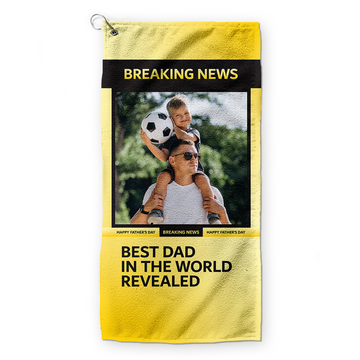 Father's Day - Football News Flash - Retro Lightweight, Microfibre Golf Towel