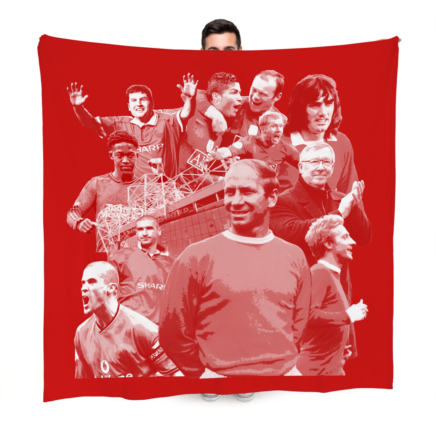 Manchester Red Montage - Fleece 150cm X 150cm