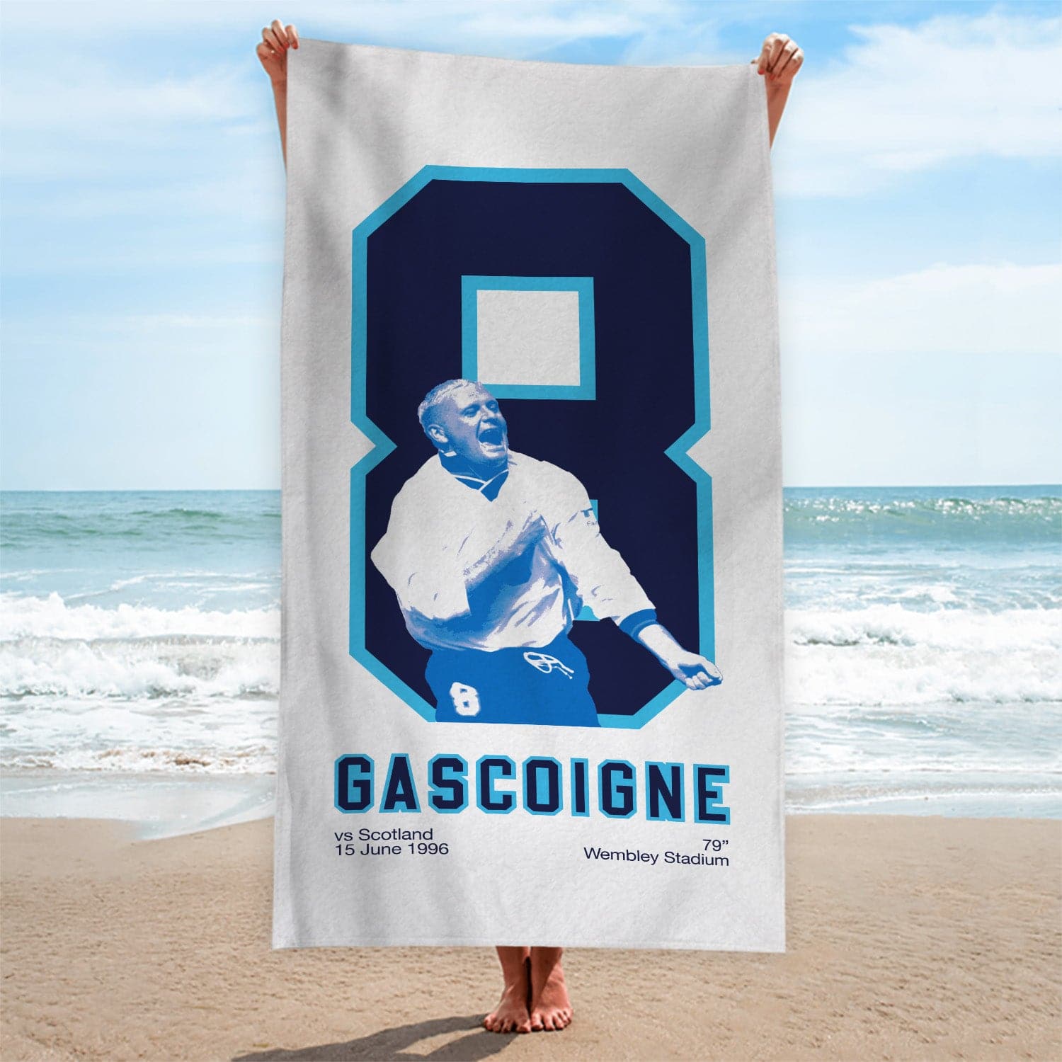 England Gascoigne 8 - Football Legends - Beach Towel - 150cm x 75cm