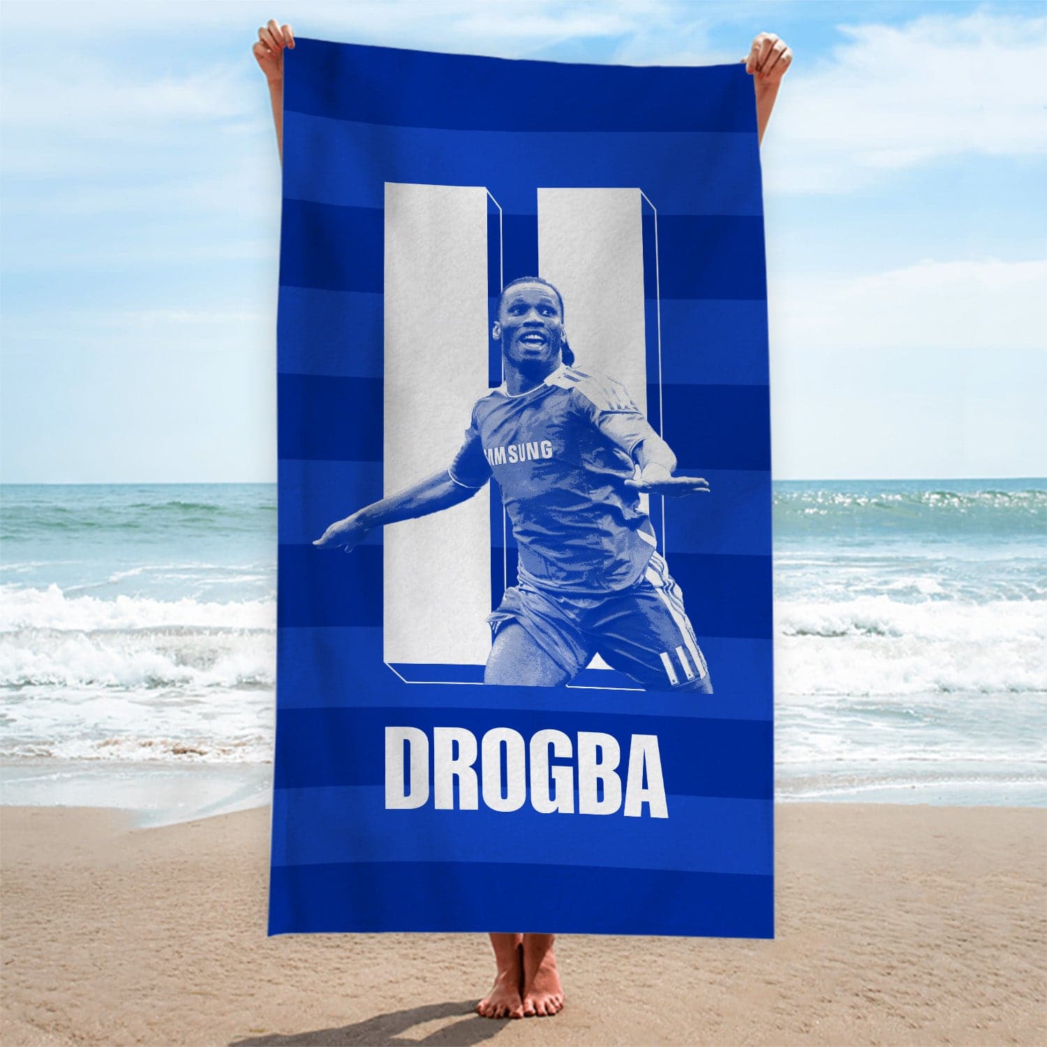 The London Blues Drogba 11 - Football Legends - Beach Towel - 150cm x 75cm