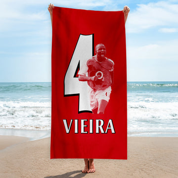 The Gooners Vieira 4 - Football Legends - Beach Towel - 150cm x 75cm