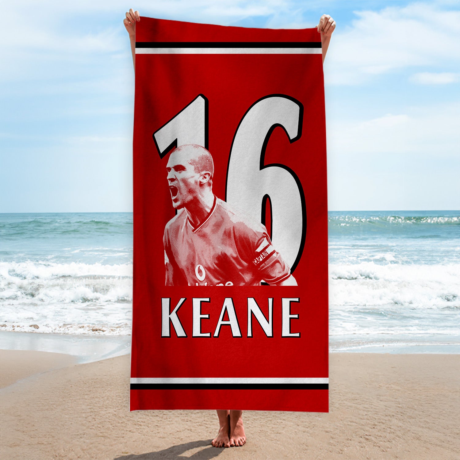 Manchester Red Keane 16 - Football Legends - Beach Towel - 150cm x 75cm