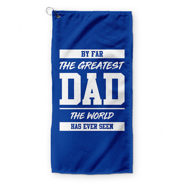 By Far The Greatest Dad - Blue - Retro Lightweight, Microfibre Golf Towel