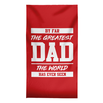 By Far The Greatest Dad - Red - Lightweight, Microfibre Retro Beach Towel - 150cm x 75cm