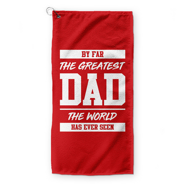 By Far The Greatest Dad - Red - Retro Lightweight, Microfibre Golf Towel