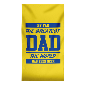 By Far The Greatest Dad - Yellow - Lightweight, Microfibre Retro Beach Towel - 150cm x 75cm