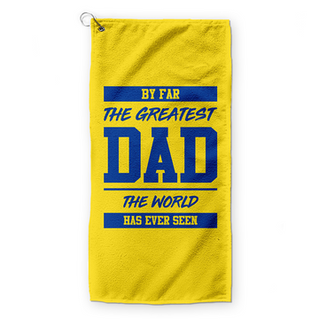 By Far The Greatest Dad - Yellow - Retro Lightweight, Microfibre Golf Towel