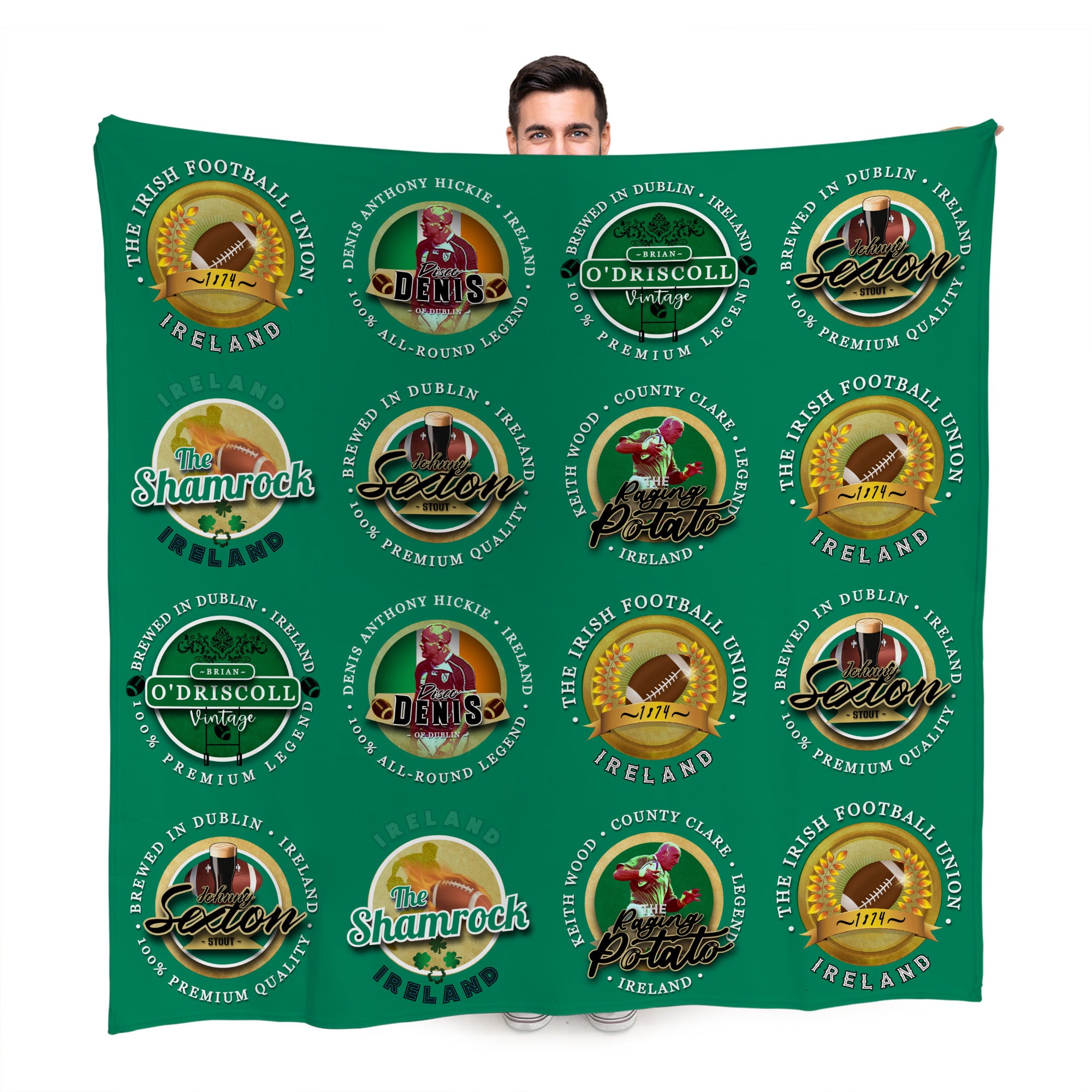 Ireland Rugby Union - Legend Collection - Fleece Blanket 150cm X 150cm