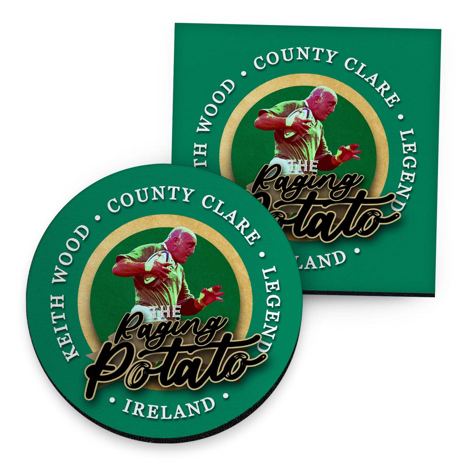 Ireland Rugby Union Potato - Coaster - Circle or Square