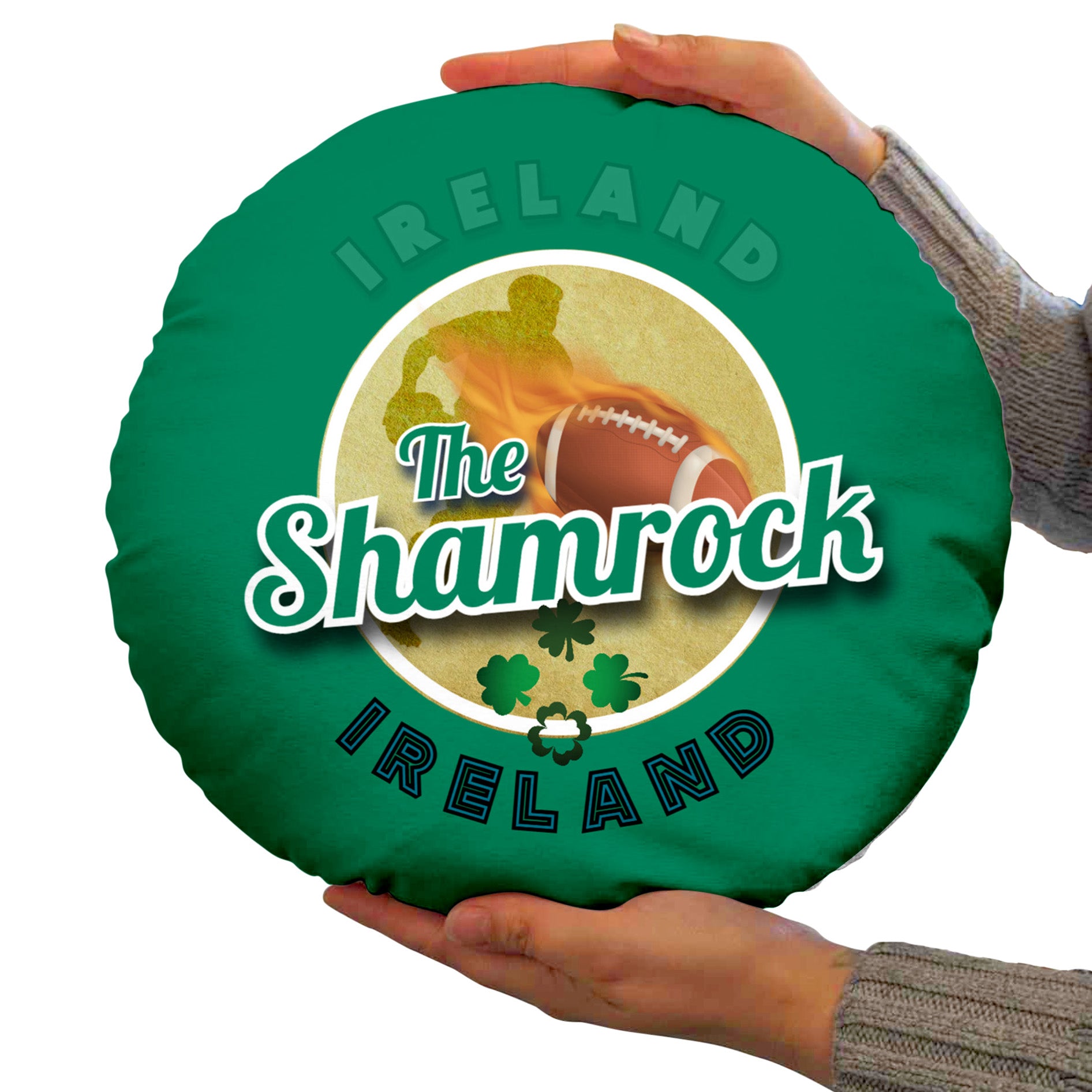 Ireland Rugby Union Shamrock  - Legend Collection - Circle Cushion 14"