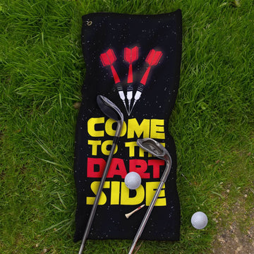 Come to the Dart Side- Funny Darts-Themed Golf Towel